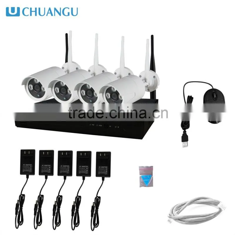 Hot selling H.264 4chs 720P 960P Wireless Outdoor IP Camera Kits