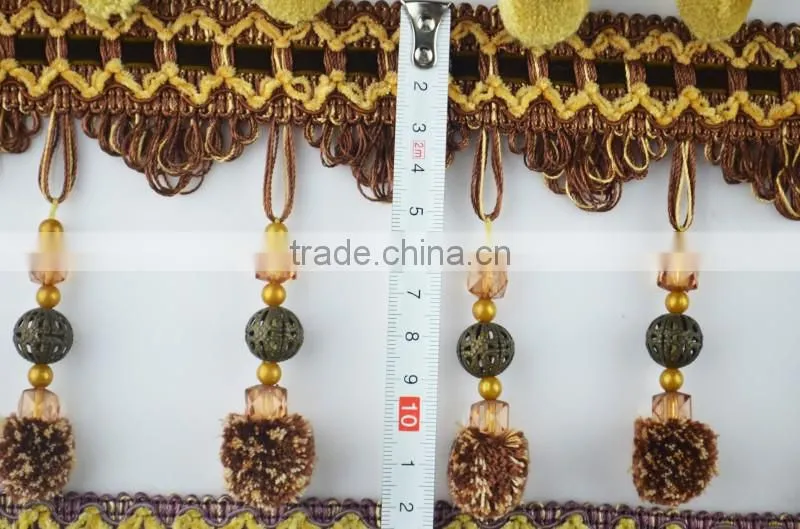 curtain decorative pompon fringing lace