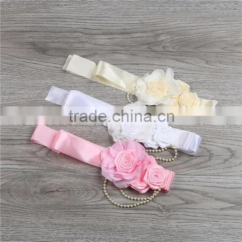 2016 christmas pearl flower bands girls hair accessories