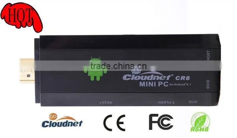 Factory Supply RK3066 Dual Core CR8 Cortex A9 Process 1.6GHz 1G RAM 8G ROM Bluetooth Android 4.4smart tv stick mini pc