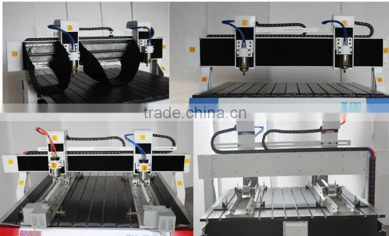 2 Heads Advertising CNC Router Machine with 2 Rotary Axis 1212 Model