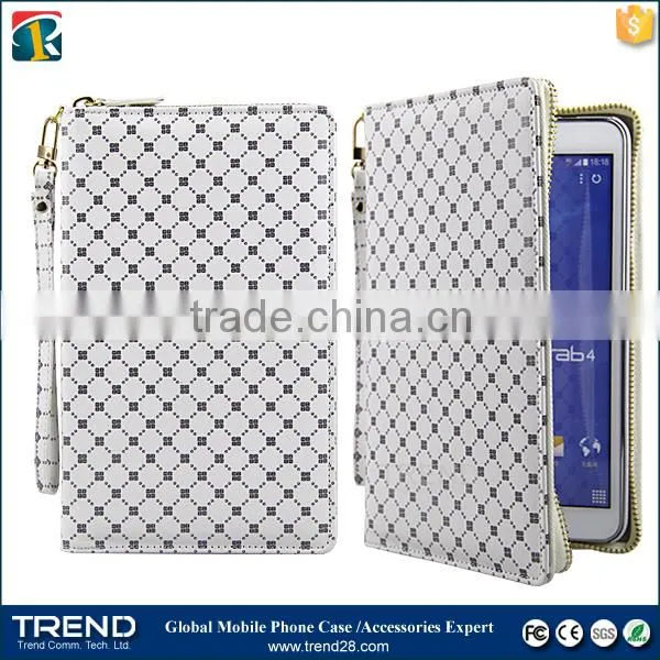 market online zipper leather case for Galaxy Tab 4