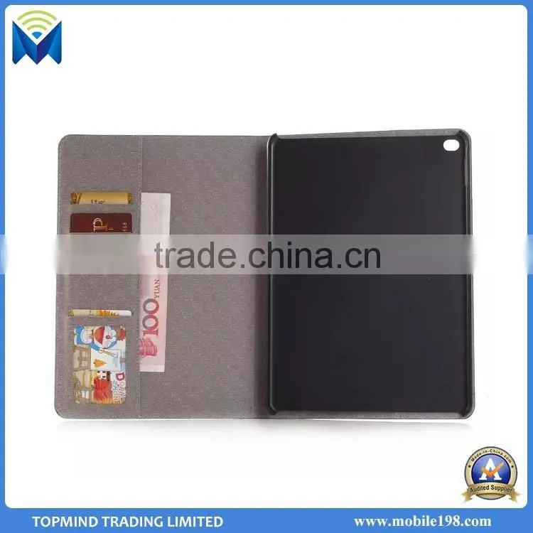 Wholesale Price Stripe Pattern Leather Flip Case Cover with Card Slot for iPad Air 2