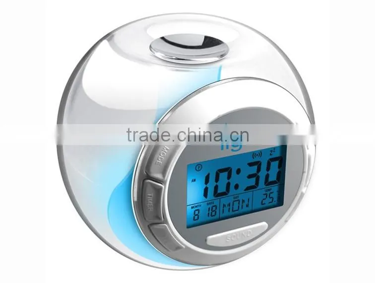 Hot sale Alarm digital clock with 7 Colors Change and 6 natural sound