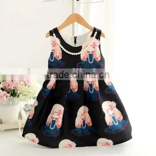 2016 high quality cartoon child baby dress model spring summer baby girls dress designs