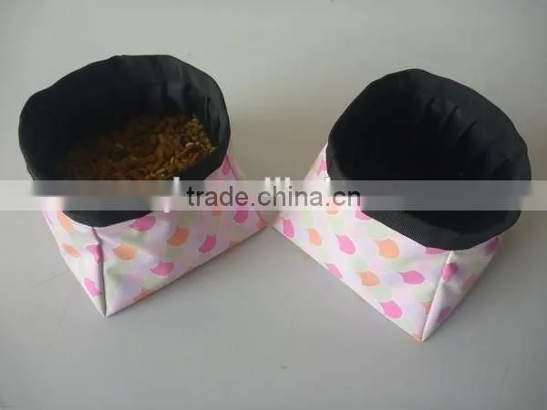 Convenient collapsible dog bowl your logo could be printed on waterproof and eco-friendly