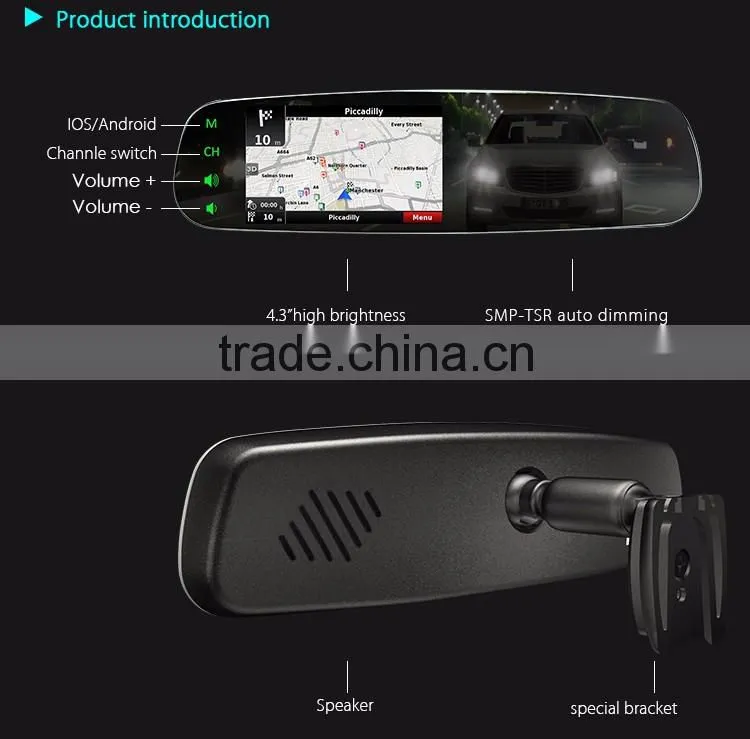 car accessories rearview mirror ultra-high brightness frameless mirror with mirror-link