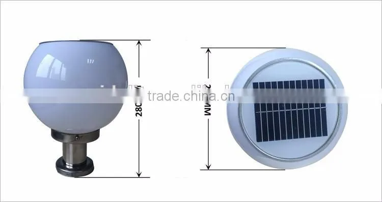 2016 white 20cm round/circle multiple-function stainless steel pedestal solar pillar light