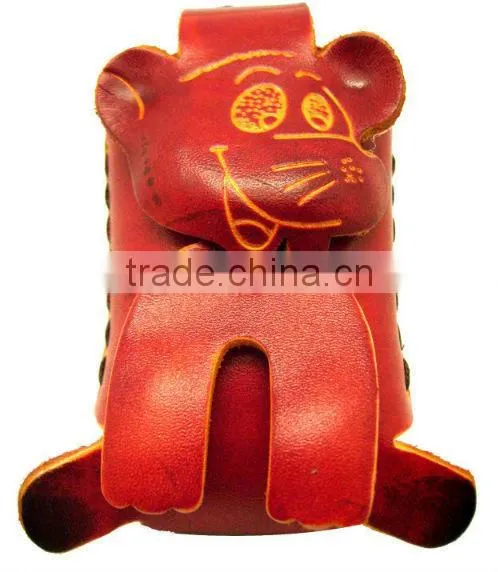 wholesales animal shaped genuine leather coin purse/ wallet handmade leather coin purse customized leather coin purse