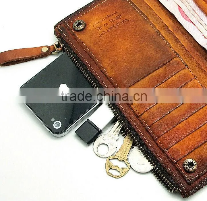 vintage men's long leather wallets men's brown leather wallets