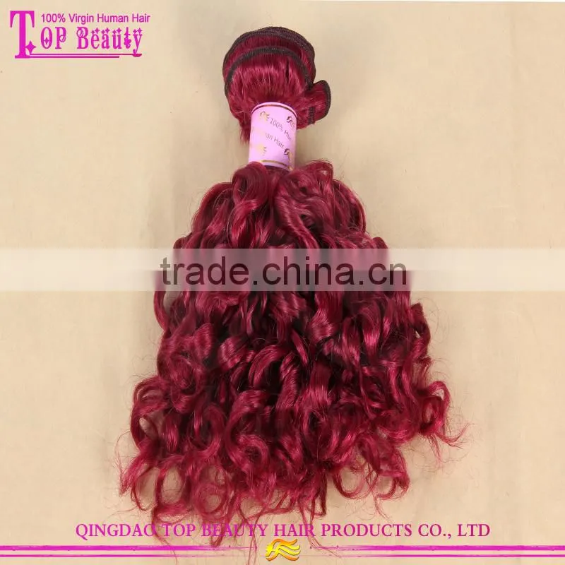 7A grade red curly indian remy hair extensions wholesale popular fashion red color indian remy human hair weaving