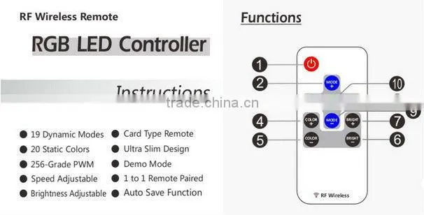 Mini RF Wireless LED Remote Controller for RGB 5050/3528 LED Lights Strips