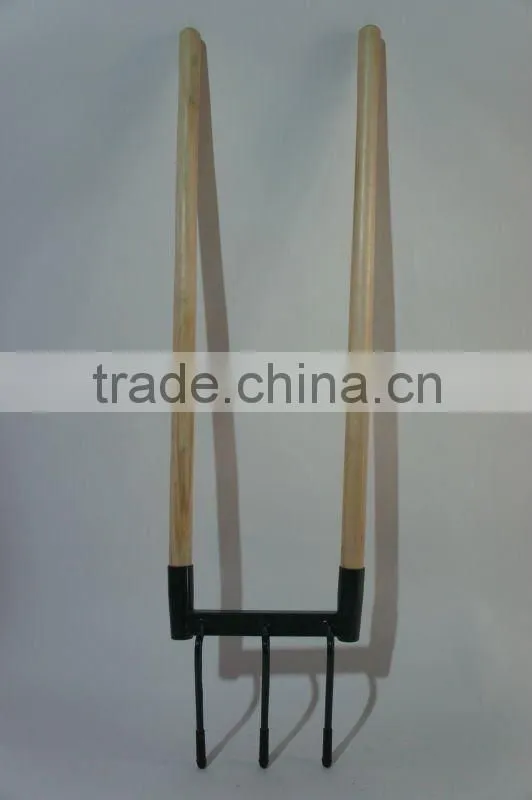 3 tine double handle fork