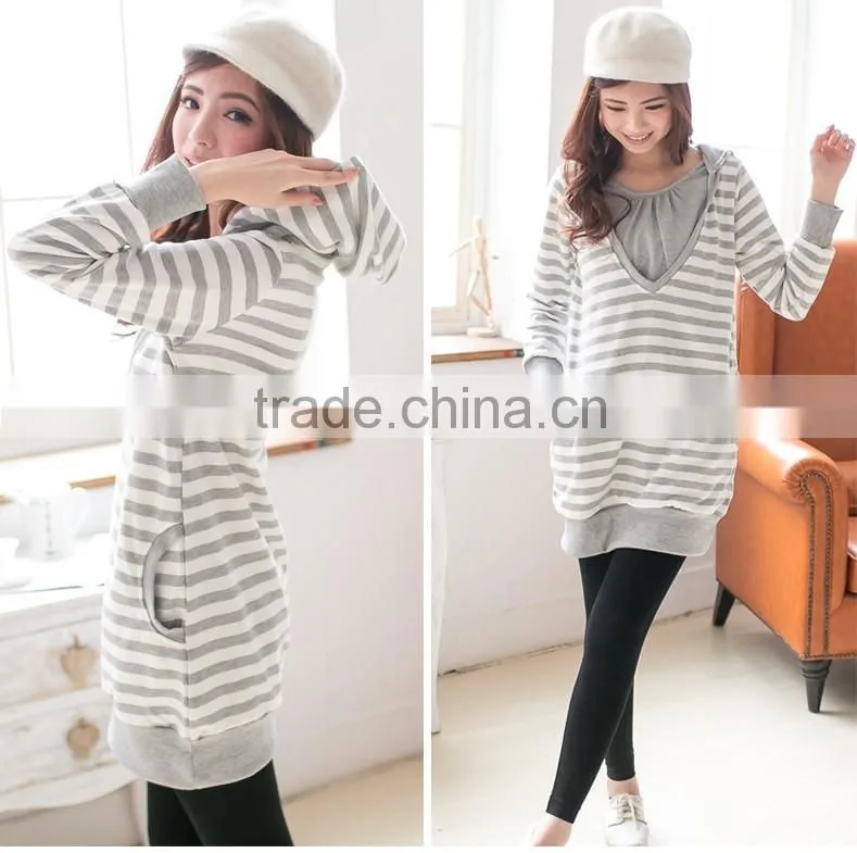 Long dress with Hoodie Breastfeeding clothes for Pregnant Women