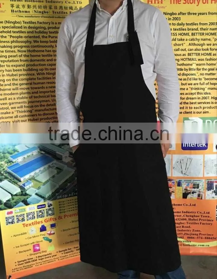 Black big apron with grommet and pocket