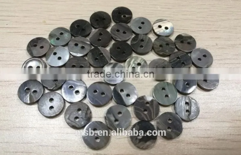 High quality 2 holes black trocas shell buttons for T-shirt