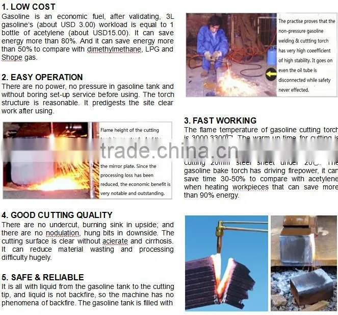 RN100 - Cutting Thickness 100mm - Revolutional Design - Gasoline + Oxygen - 80% cost saving - Price Gas Cutting Torch