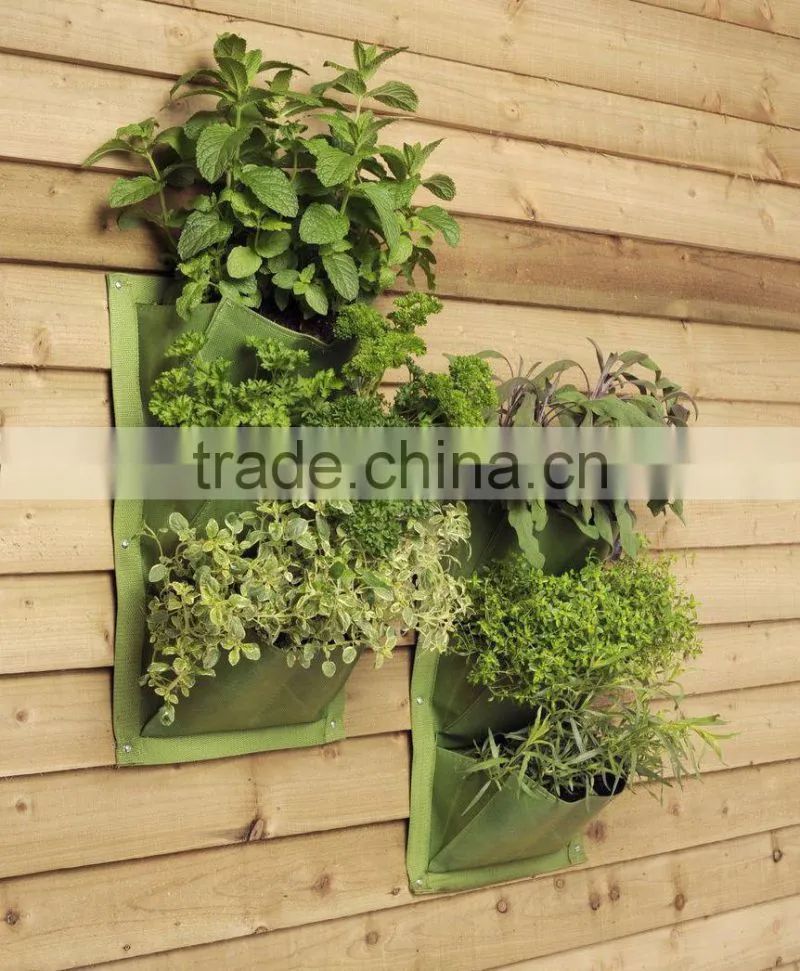 3-Pocket Oxford Hanging Plant Grow Bag,Wall planter