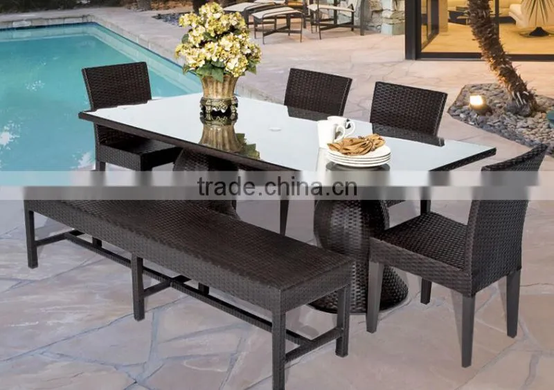 2017 Trade Assurance most popular outdoor Space Saving Restaurant used pe rattan garden table set designs