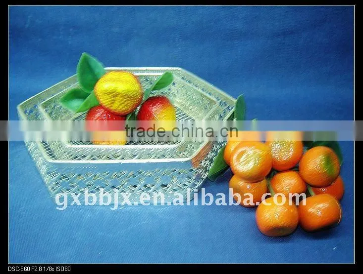 Silver hexagonal wire storage fruit basket primitive home decor