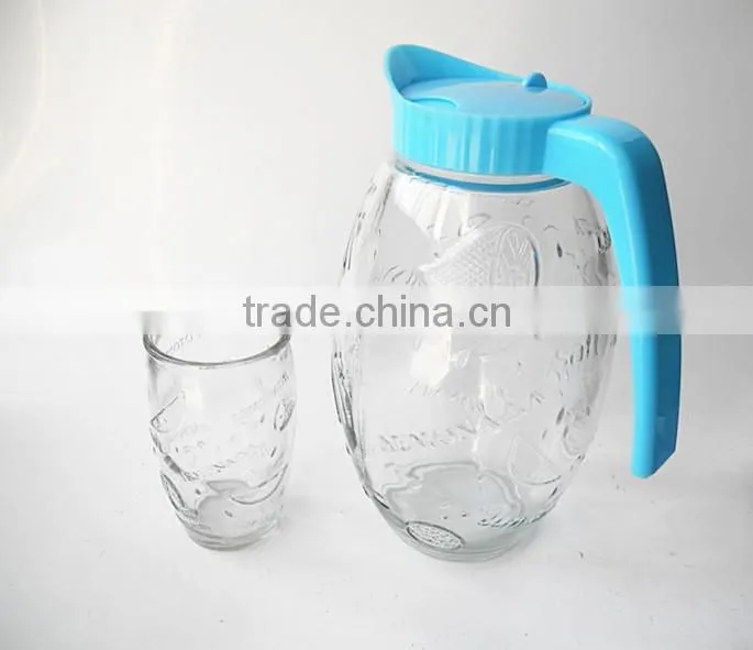 wonderful time lemonade collection glass pitcher cup set WITH HANDLE