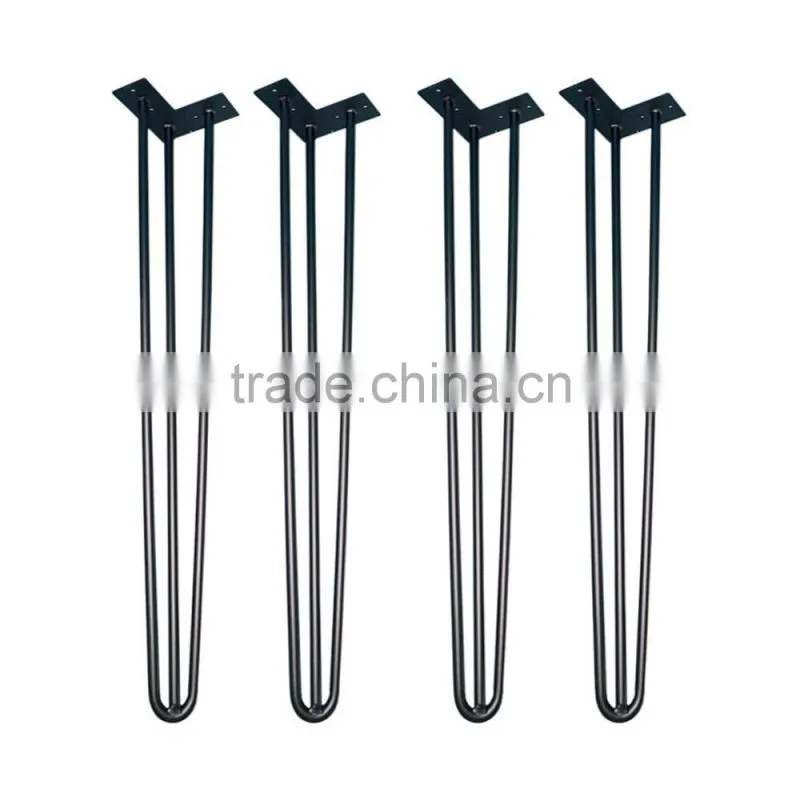 China supply low price cost iron black office furniture table with metal hairpin legs