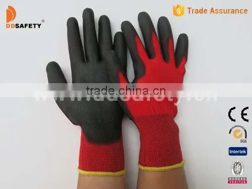 DDSAFETY Hot Sale Nylon Polyster Liner Gloves With PU Coated On Plam