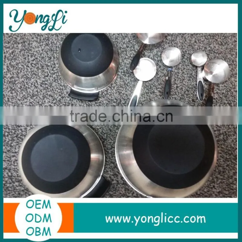 Home Silicone Handles Measuring Bowls 3 Piece Stainless Steel Mixing Bowl Set