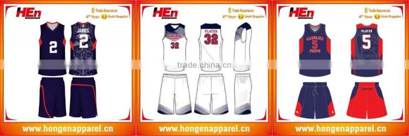 Hongen apparel hot sale 2016 best latest design basketball jersey design /custom dri fit basketball sets