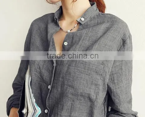 Woman linen shirts linen cotton blouse lady long sleeve linen shirts
