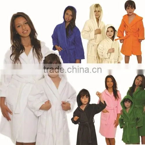 100 cotton kids terry hooded bathrobes