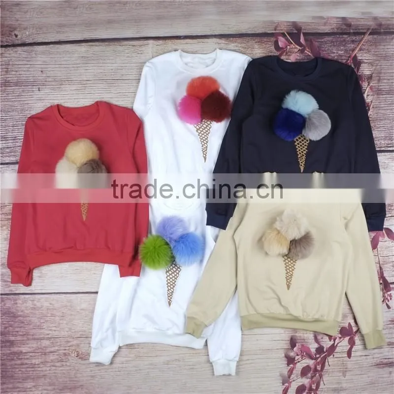 Mohair Ball Ice Cream Printed Sweatshirt Mommy And Me Pullover Custom Hoodies