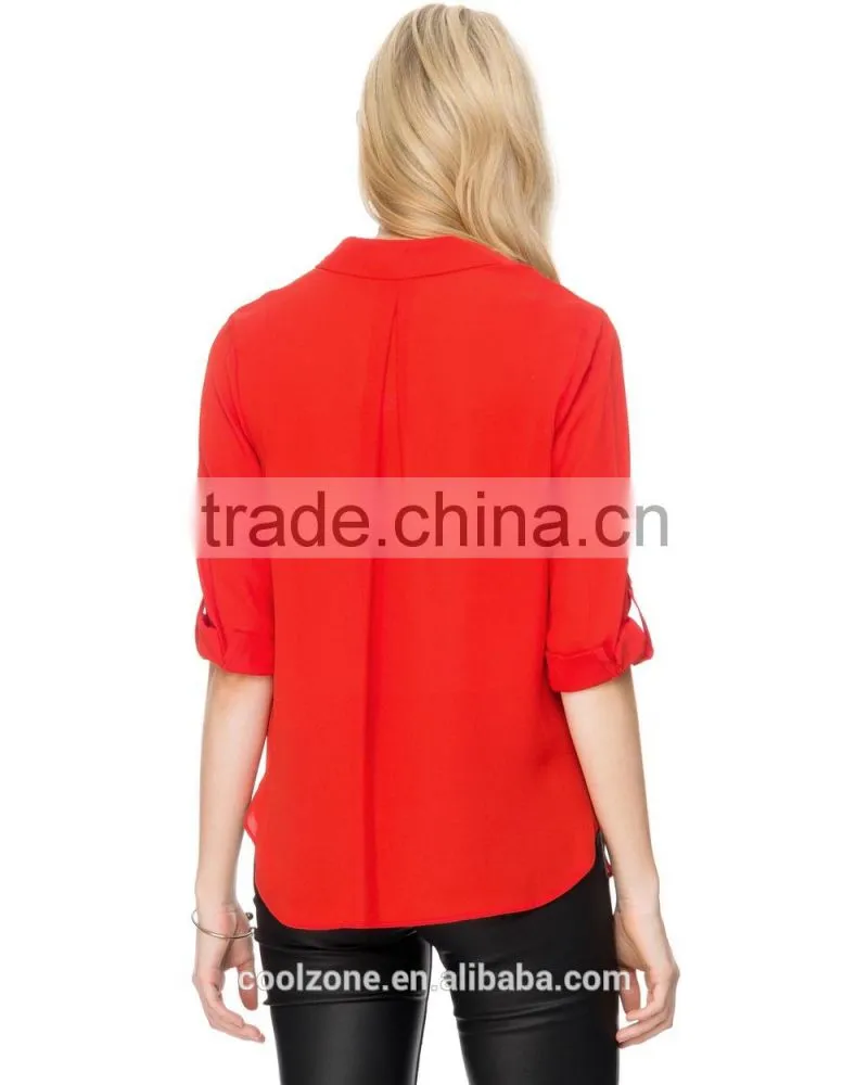 Relaxed fit classic shirt colloar ladies office shirt elegant office clothing