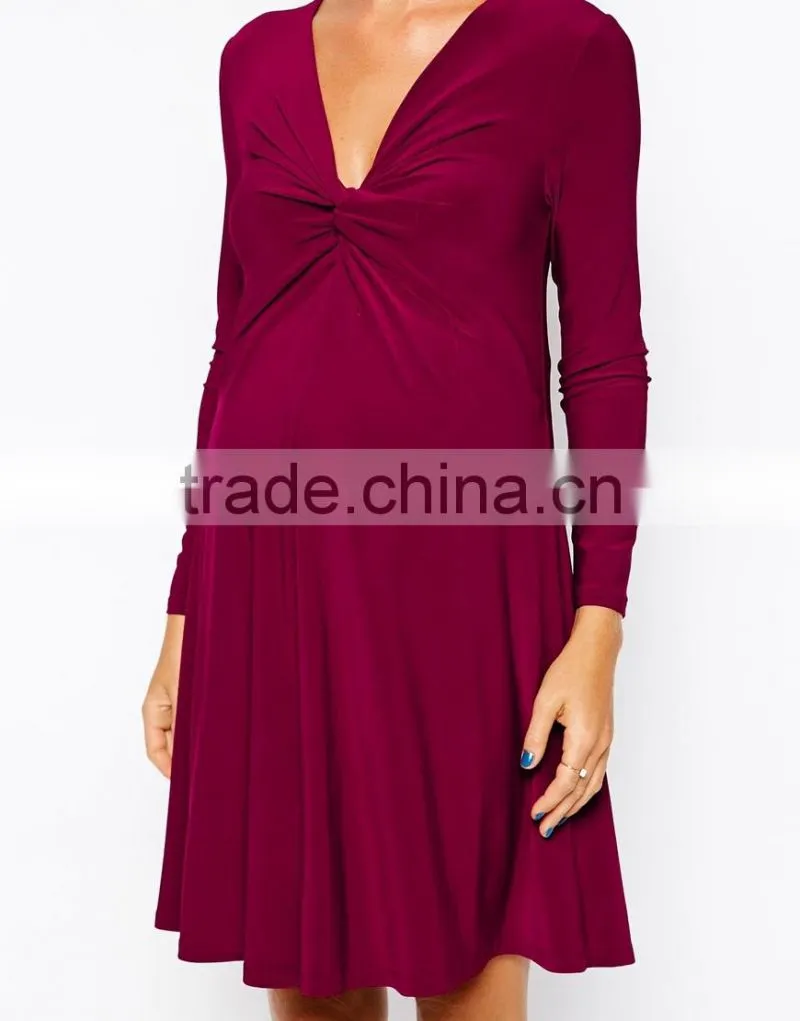 Maternity Exclusive Swing Dress With Twist Front