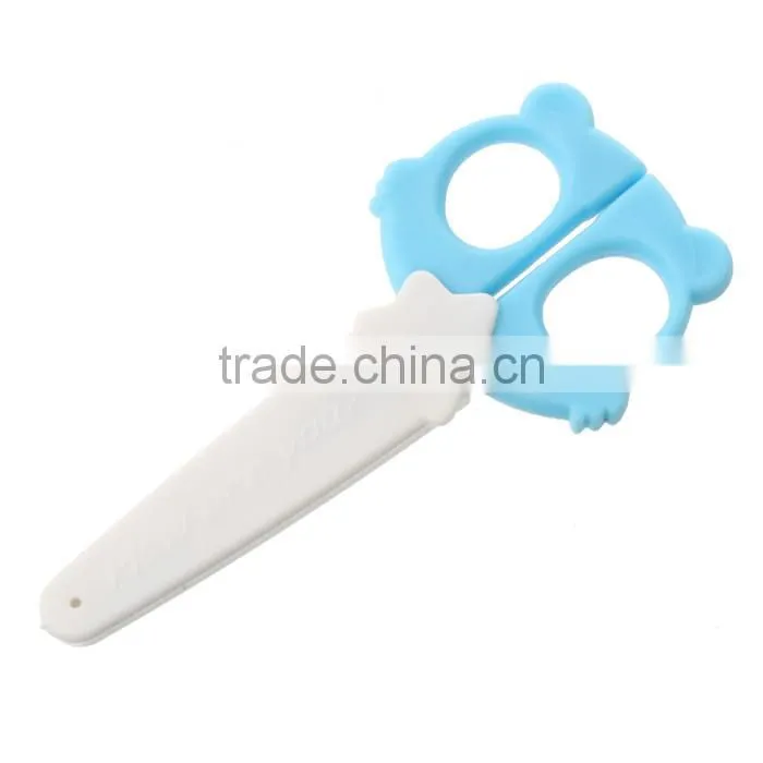 Hot Sale Stainless Steel Home Office Skyblue Colorful Safety Cartoon Students Scissors