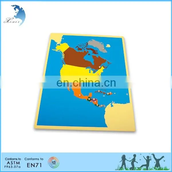 Children Montessori Educational Wooden Puzzle Map of North America