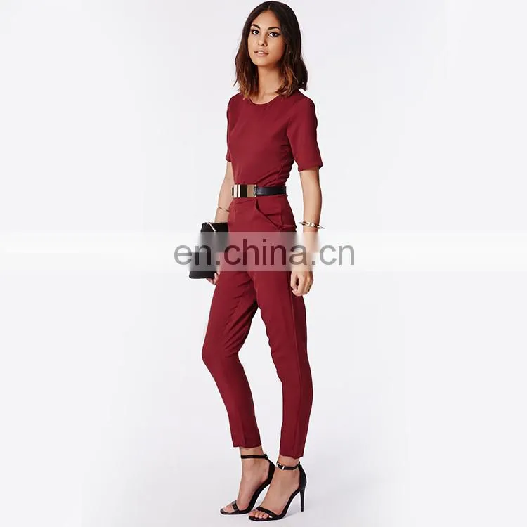 Midi sleeve high waist jumpsuit for women 2015