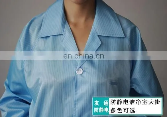 China hot sale antistatic polyester grid coverall clean room coverall
