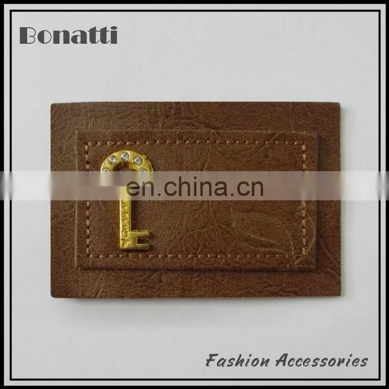 high quality pu leather labels with rhinestone for bags shoes and jeans