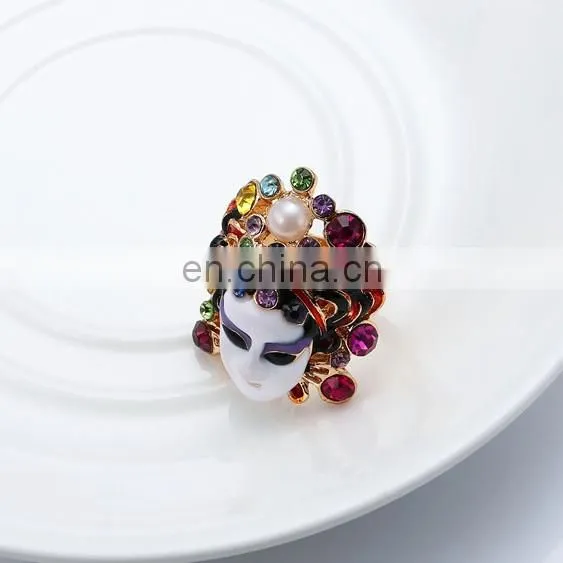 MCH-2327 2017 Fashion wholesale new design ladies Chinese style Beijing Opera Facial Masks diamante finger ring