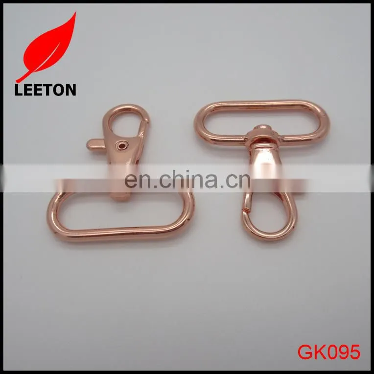 Factory supply 30mm shiny rose gold swivel snap hook