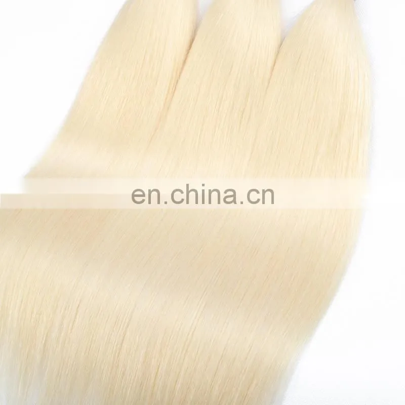 Remy hair color 613 blonde Brazilian hair closure and 3 bundles