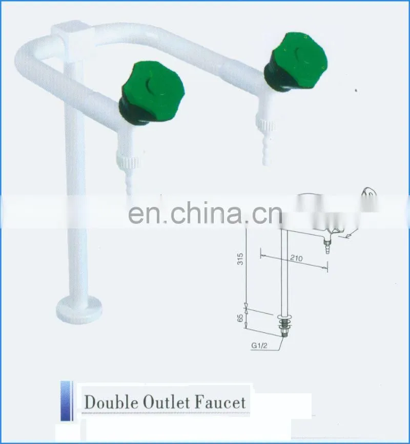 Lab clean equipment plastic faucet with double outlet