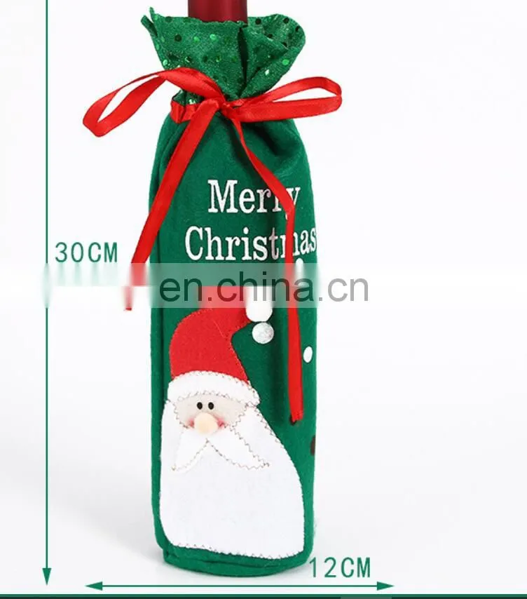 2020 Snowman Party Ornament Champagne Red Wine Bottle Covers Bag for Christmas Decor Home Navidad