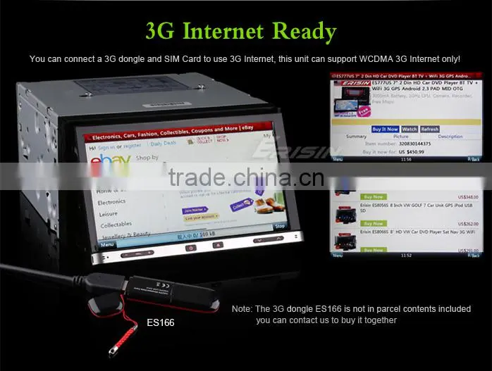 Erisin ES7005G 7" HD 2 Din Car DVD Player with 3G GPS Radio