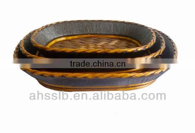 2013 new style wholesale elegat various shaped willow wicker and woodchip storage plate