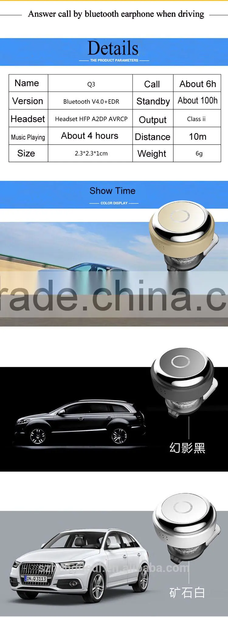 Hot sale !!! Wireless Bluetooth Earphone / Stereo Mini Wireless Invisible Bluetooth Earphone Headset for Mobile Phone