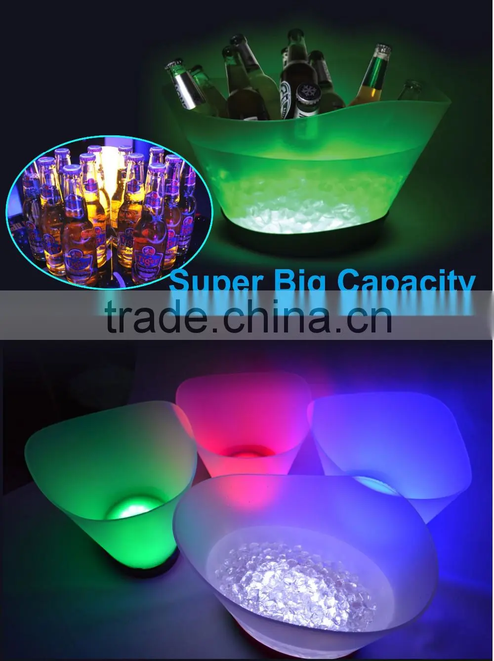 Eco-Friendly Feature and Coolers & Holders,Buckets Type large led illuminated ice bucket