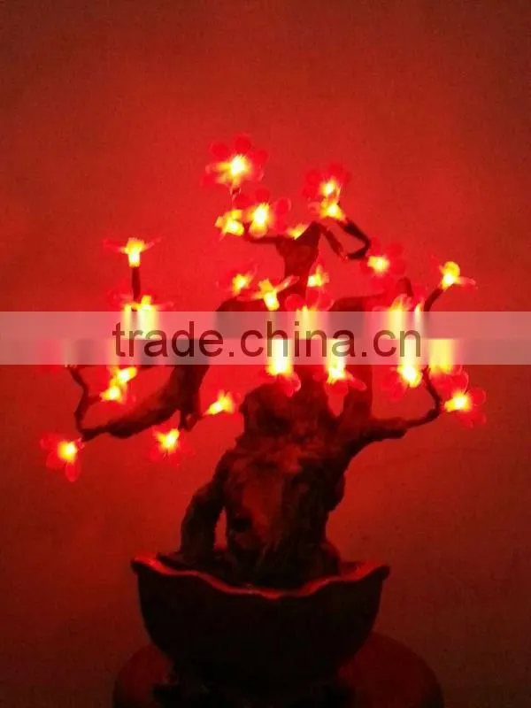Home decoative lighted LED plastc cherry blossom with fruit bonsai tree