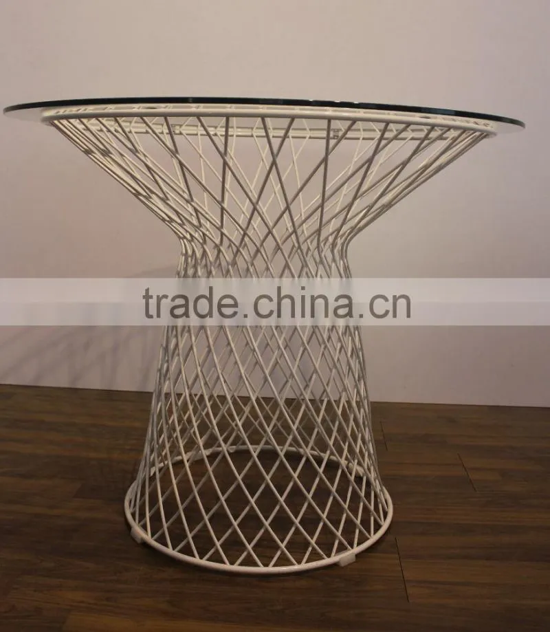 Glass top steel base Platner Table coffee table